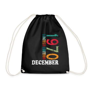 Anniversaire en décembre 1970 - décembre - Sac de sport léger - noir - Devant