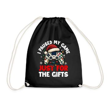 I Paused My Game Just For The Gifts Gaming Xmas  - Drawstring Bag - black - Front