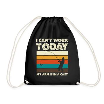 I can't work today Arm in a cast - Drawstring Bag - black - Front