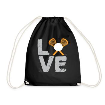 Love Lacrosse Minimal Stick Ball Sports Lifestyle - Drawstring Bag - black - Front