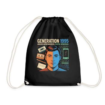 Generation 1995: Analog trifft Digital - Turnbeutel - Schwarz - Vorne