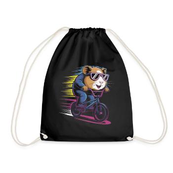 Raging hamster cyclist - Drawstring Bag - black - Front