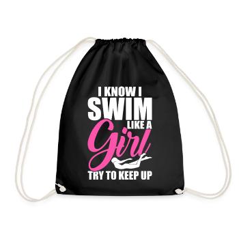 Schwimmen Wassersport Schwimmer Geschenke - Turnbeutel - Schwarz - Vorne