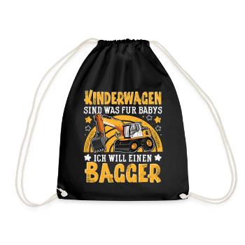 Bagger Kinderwagen - Turnbeutel - Schwarz - Vorne