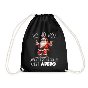 Ho Ho Ho Before the Gifts It's Aperitif Humor Christmas - Drawstring Bag - black - Front