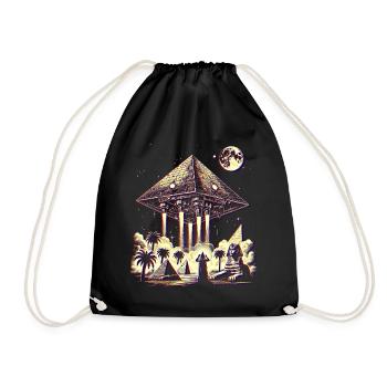 Ancient Pyramid UFO Mystery Design Shirt - Drawstring Bag - black - Front