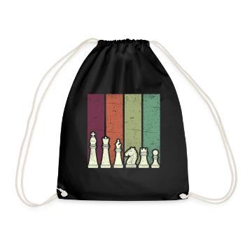 Colored Chess Pieces Line Painting - Drawstring Bag - black - Front