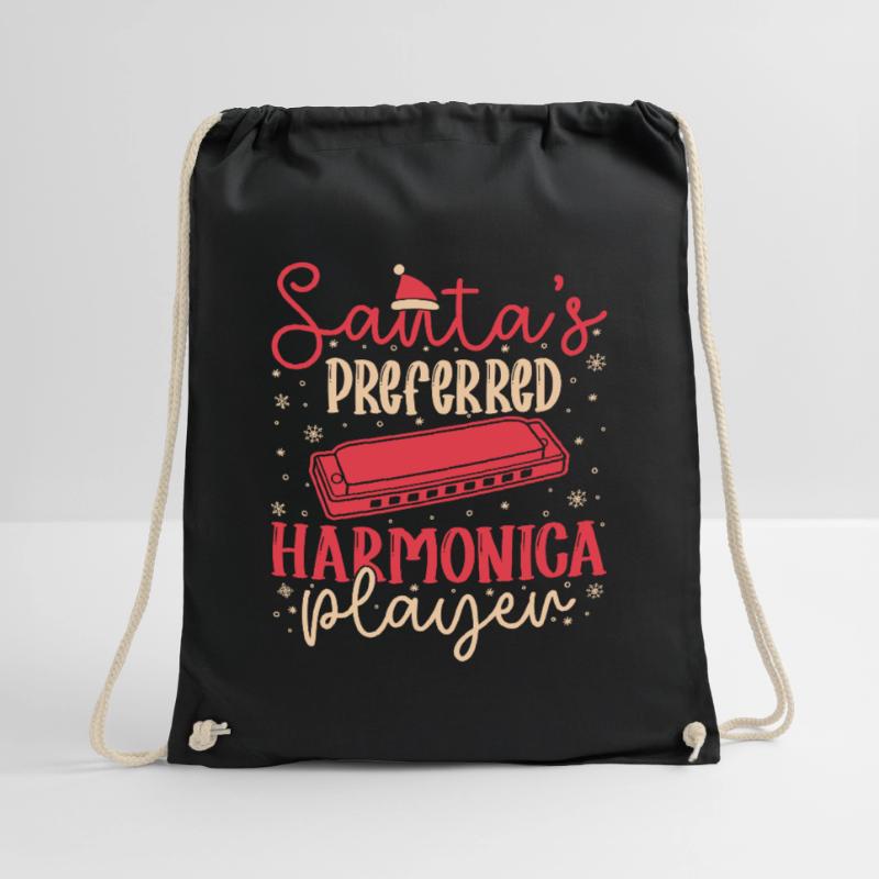 Funny Harmonica Player Santa´s Preferred Harmonica Turnbeutel