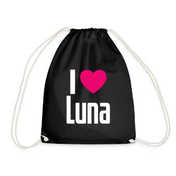 I Love Luna Pink Heart I Love Luna - Drawstring Bag - black - Front