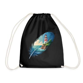 Phare en peinture de paysage de plumes - Sac de sport léger - noir - Devant
