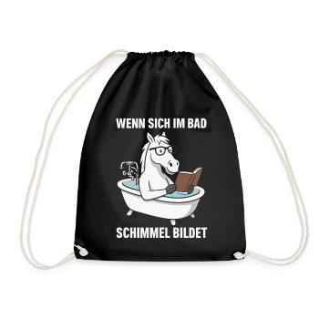 Badlesendes Pferd mit Schimmelwitz - Turnbeutel - Schwarz - Vorne