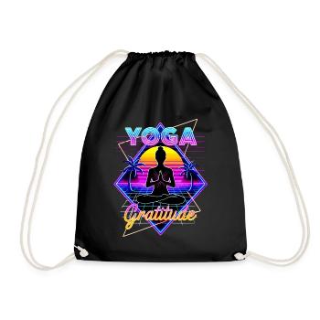 Neon Yoga Gratitude Retro - Drawstring Bag - black - Front