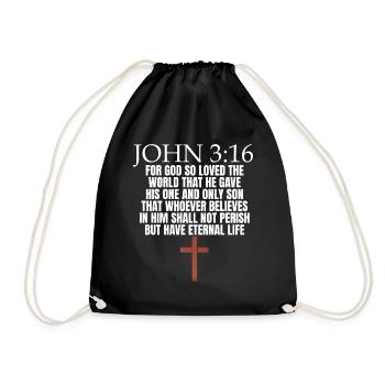 Johannes 3:16 Christliche Gläubigenkirche Johannes - Turnbeutel - Schwarz - Vorne