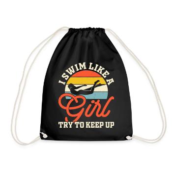 Schwimmen Wassersport Schwimmer Geschenke - Turnbeutel - Schwarz - Vorne