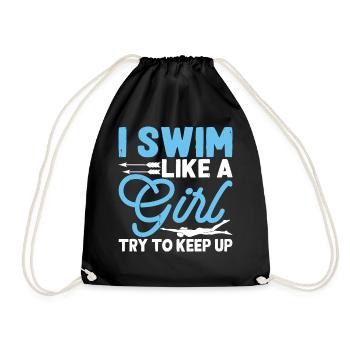 Schwimmen Wassersport Schwimmer Geschenke - Turnbeutel - Schwarz - Vorne