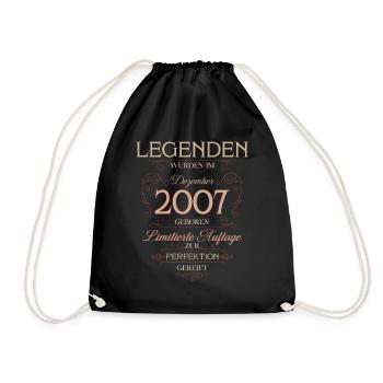 18. Geburtstag Legende Dezember Jahrgang 2007 - Turnbeutel - Schwarz - Vorne