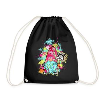 Gamer Gnome Street Art Graffiti Urban Gaming - Drawstring Bag - black - Front