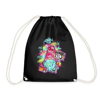 Gamer Gnome Street Art Gnome - Drawstring Bag - black - Front