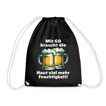 60. Geburtstag 60er 60 Geschenk Spruch Sprüche - Turnbeutel - Schwarz - Vorne