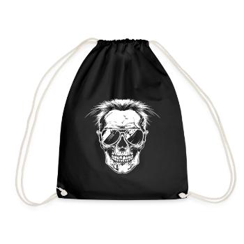  Skull mit Sonnenbrille - Turnbeutel - Schwarz - Vorne