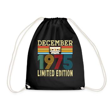 Born December 1975 50 Year Old 50th Anniversary Gift - Drawstring Bag - black - Front