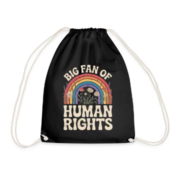Big fan of human rights - Drawstring Bag - black - Front