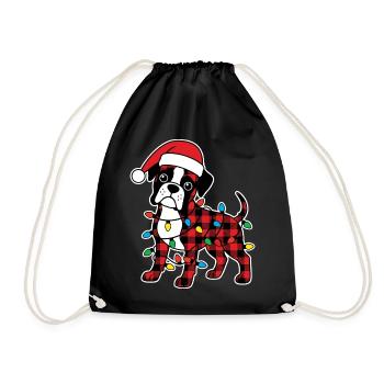 Hund Boxer Weihnachten Plaid Rot Plaid - Turnbeutel - Schwarz - Vorne