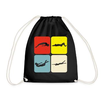 Schwimmen Wassersport Schwimmer Geschenke - Turnbeutel - Schwarz - Vorne