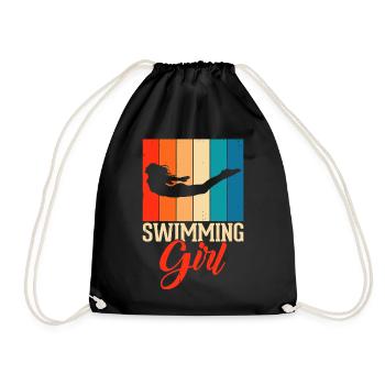 Schwimmen Wassersport Schwimmerin Geschenke - Turnbeutel - Schwarz - Vorne