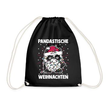 Weihnachtsmann Pandabär Weihnachtszeit Weihnachts - Turnbeutel - Schwarz - Vorne