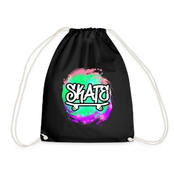 skateboard skate - Drawstring Bag - black - Front