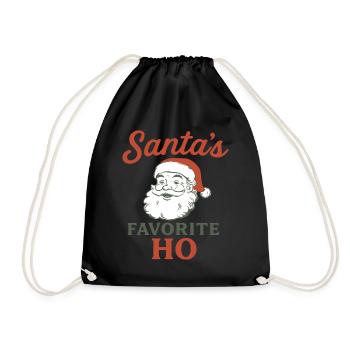 Santa's Favorite Ho Funny Christmas Humor - Drawstring Bag - black - Front