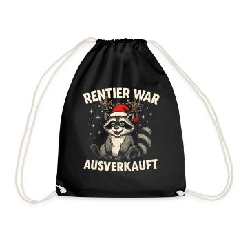 Weihnachten Waschbär Humor Lustig Witzig Xmas  - Turnbeutel - Schwarz - Vorne