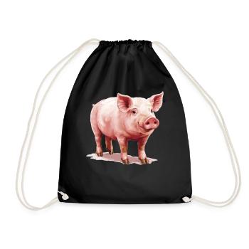 Schweine Schwein - Turnbeutel - Schwarz - Vorne