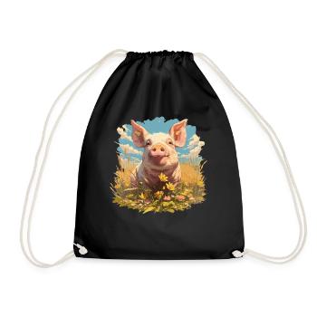 Schweine Schwein - Turnbeutel - Schwarz - Vorne