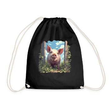 Schweine Schwein - Turnbeutel - Schwarz - Vorne