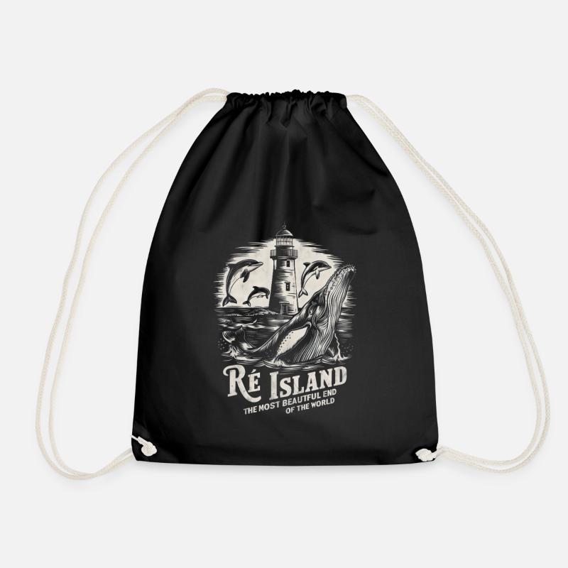 Ile de Ré Whale Lighthouse Cycling Salt Charente - Turnbeutel - Schwarz
