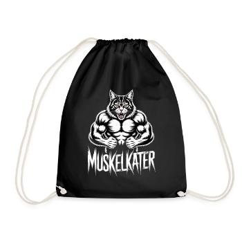Muskulöser Muskelkater Cartoon Katze - Turnbeutel - Schwarz - Vorne