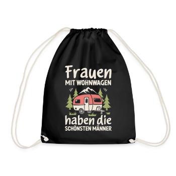 Camping Frauen Wohnwagen Caravan Camper - Turnbeutel - Schwarz - Vorne