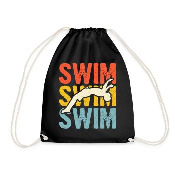 Schwimmen Wassersport Schwimmer Geschenke - Turnbeutel - Schwarz - Vorne
