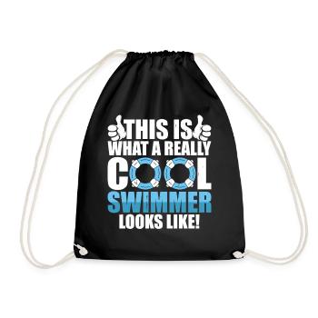 Schwimmen Wassersport Schwimmer Geschenke - Turnbeutel - Schwarz - Vorne