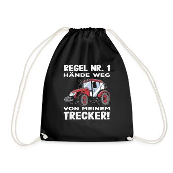 Tractor Driver Hands Away Tractor Funny Farm - Drawstring Bag - black - Front
