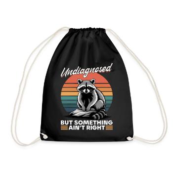 Funny Raccoon - Turnbeutel - Schwarz - Vorne