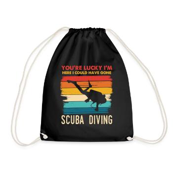 Diver Joke Retro Rainbow - Drawstring Bag - black - Front