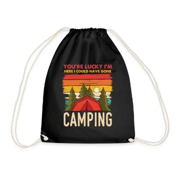 Camping Retro Sonnenuntergang - Turnbeutel - Schwarz - Vorne