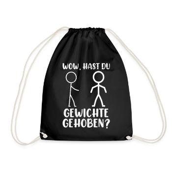 Stick Figure DID YOU LIFT WEIGHTS Funny - Drawstring Bag - black - Front
