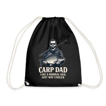 Carp dad just much cooler - Drawstring Bag - black - Front