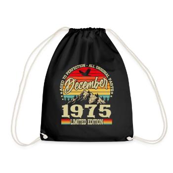 Vintage December 1975 Vintage Retro Birthday - Drawstring Bag - black - Front