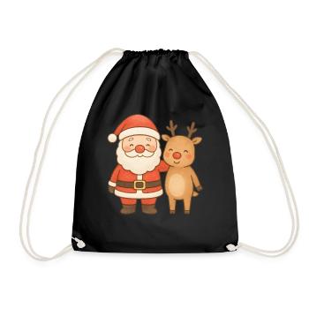 Weihnachts-Rentier-Weihnachtsfest - Turnbeutel - Schwarz - Vorne