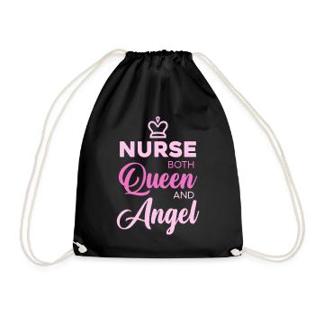 Nurse Queen Angel Typography - Drawstring Bag - black - Front
